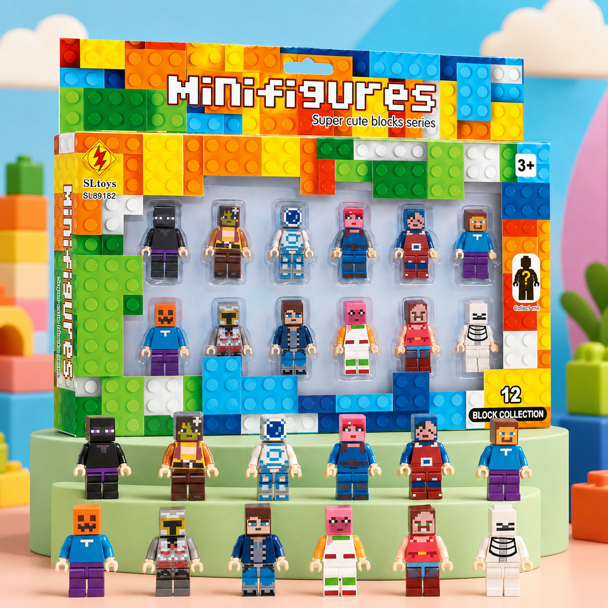Pixel Block Mini Figures – 12-Piece Character Collection Set