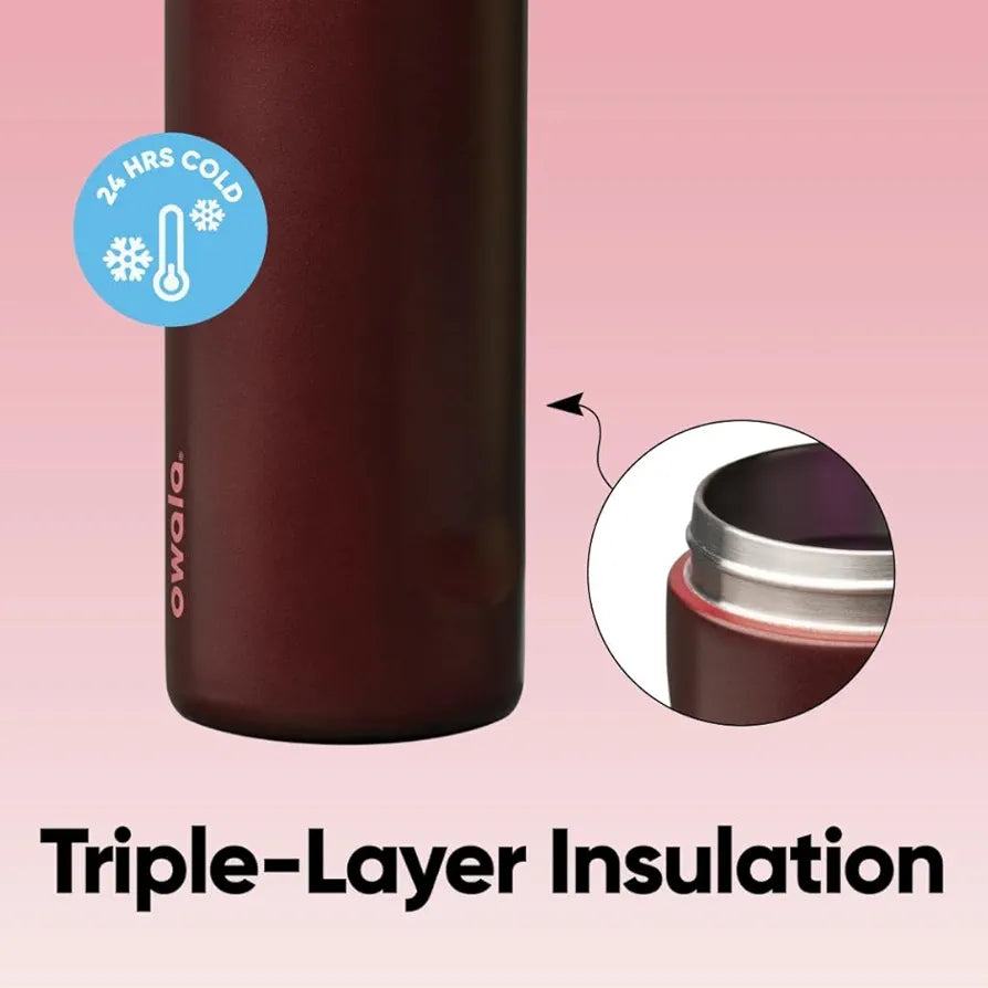 Owala Bottle Stainless Steel - FreeSip | Leak-proof | Black Cherry ( Wine ) | 710-950ml