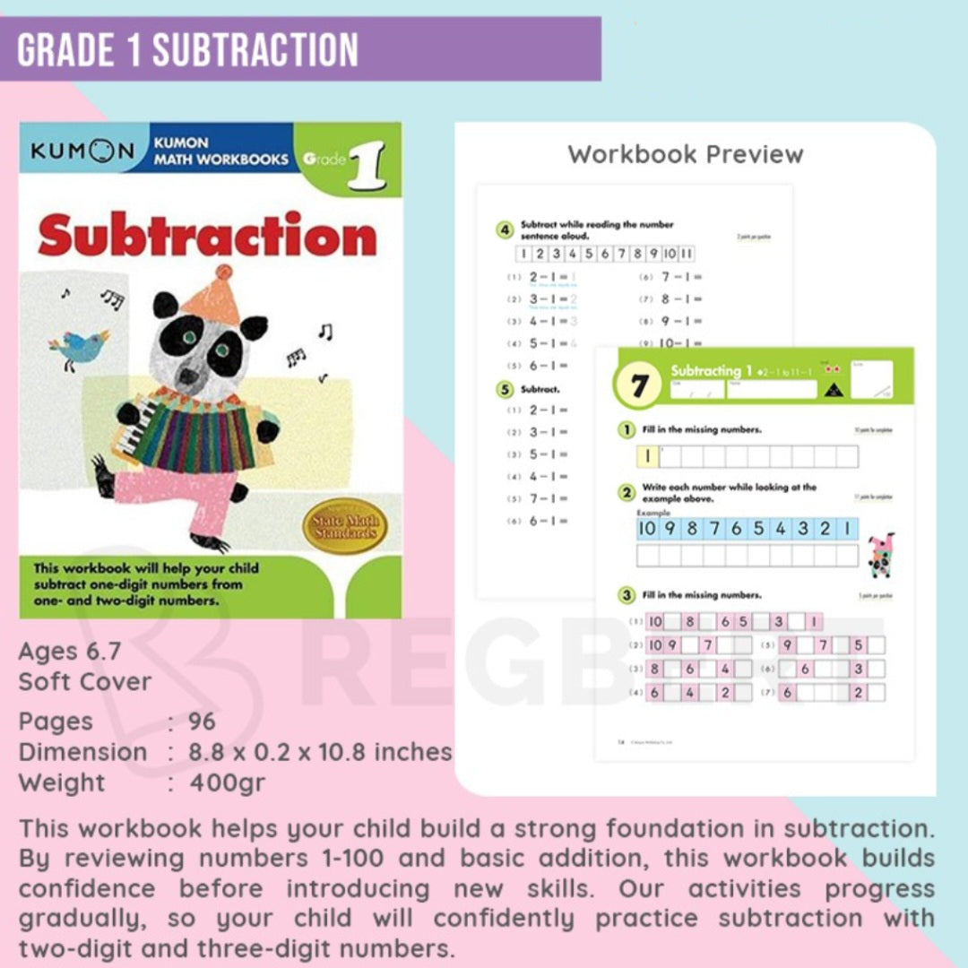 Kumon Grade 1 Math Workbooks Set – Addition & Subtraction, 2 Books | Soft Cover | 6+