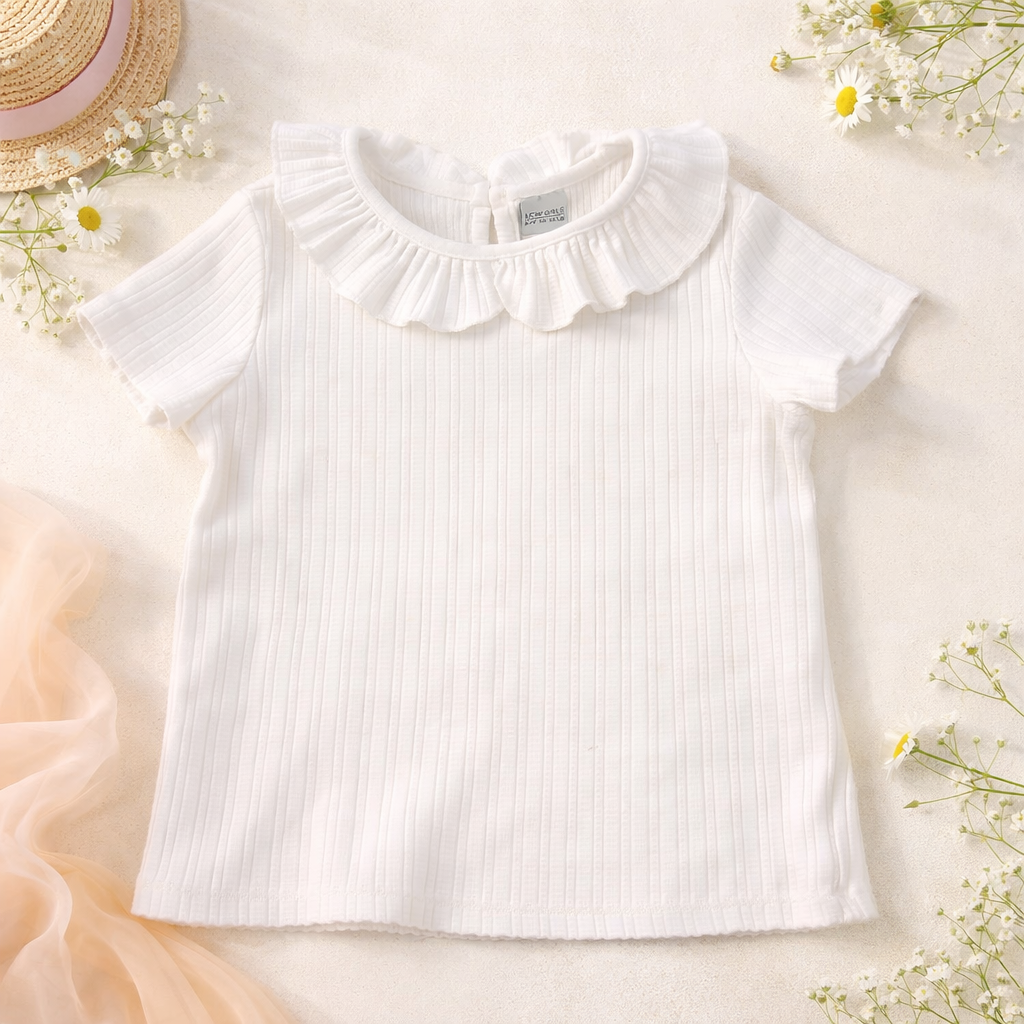 T-shirt Cotton White For Girl (6-7Y)