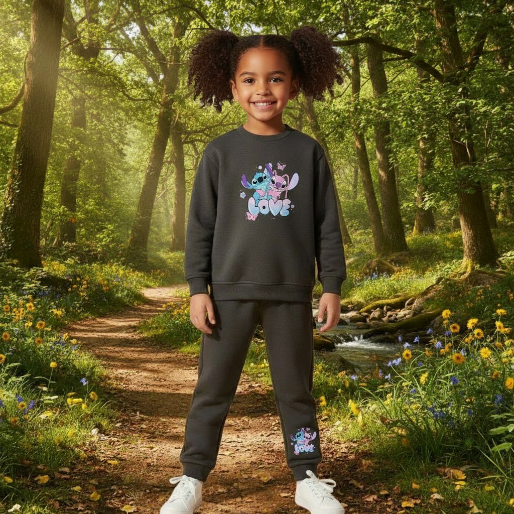 Outfit Dark Grey Fleece Stitch Design 5-6y