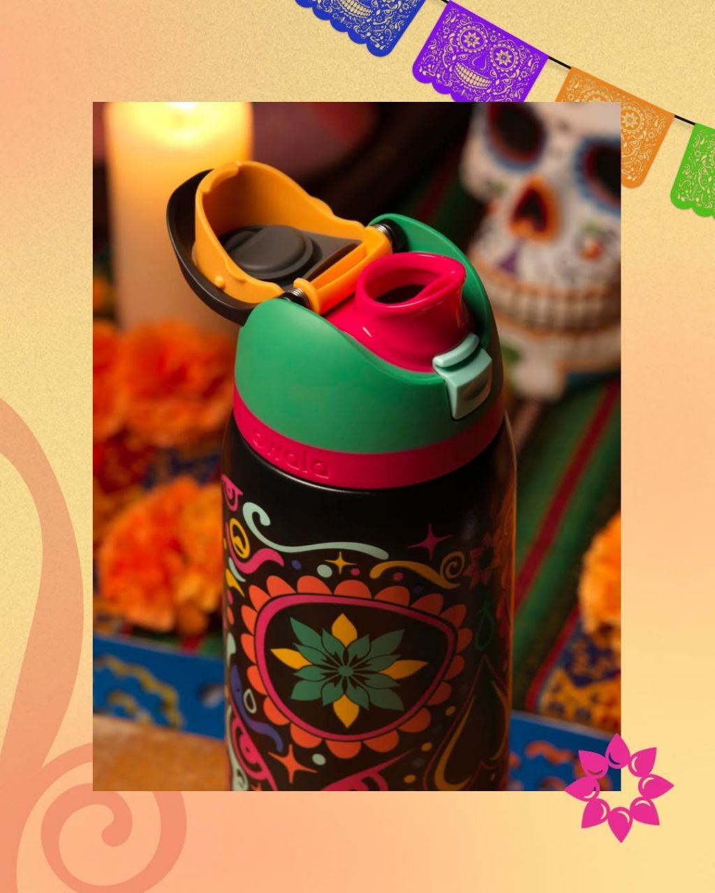 Owala Bottle Stainless Steel Free Sip Leak-proof Sugar Skull 950ml