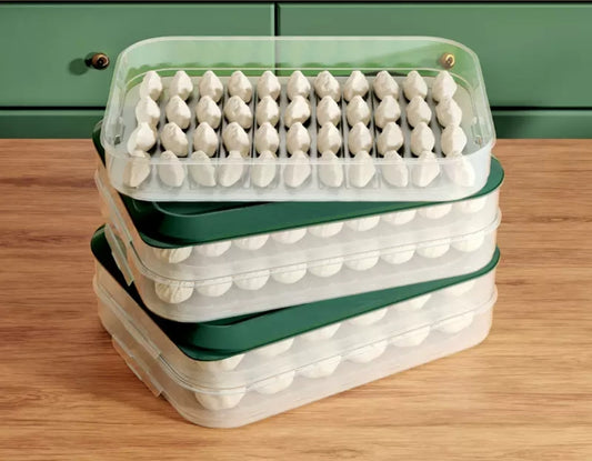 Dumplin Storage Box with 3 Layers Stackable Food Organizer Container Freezer Food Storage