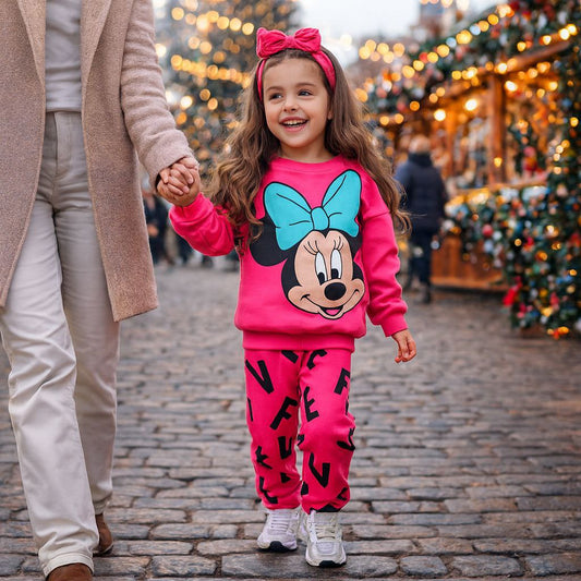 Outfit Warm With Fleece Minnie Mouse Design Size 3-10y