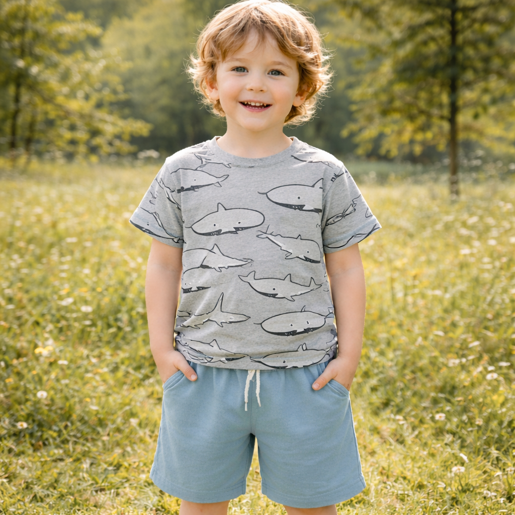 Cotton Shark T-shirt For Boys Size 4-6y