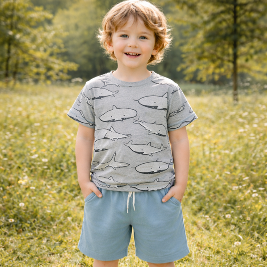 Cotton Shark T-shirt For Boys Size 4-6y