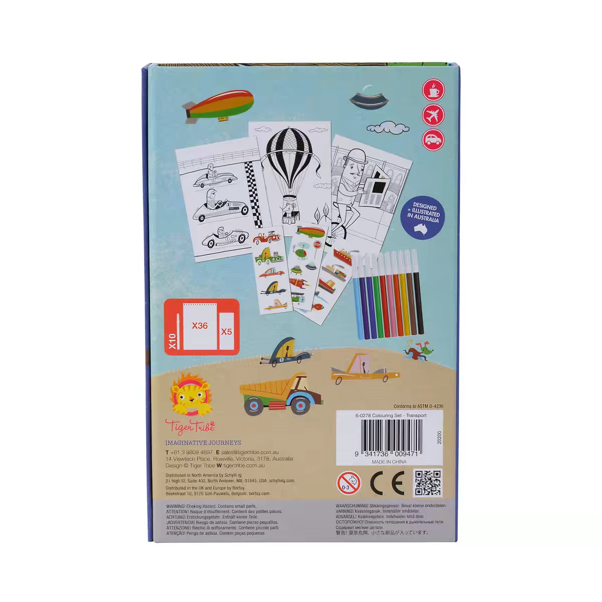 Colouring Set - Transport | Tiger Tribe | Hard Cover | 4+