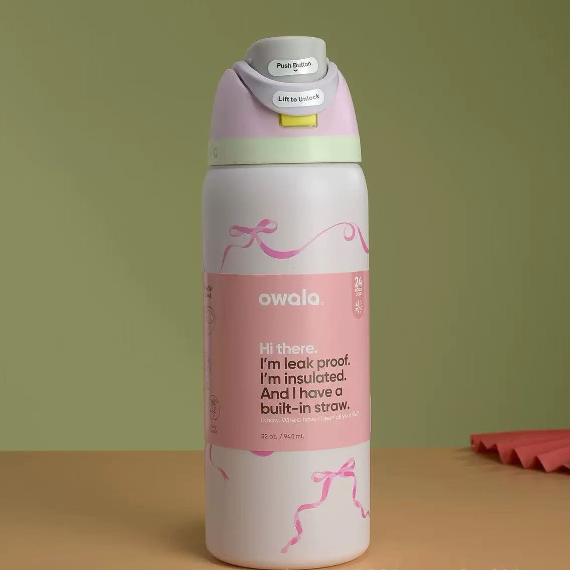 Owala Bottle Stainless Steel Free Sip Leak-proof Pink Ribbon 710ml