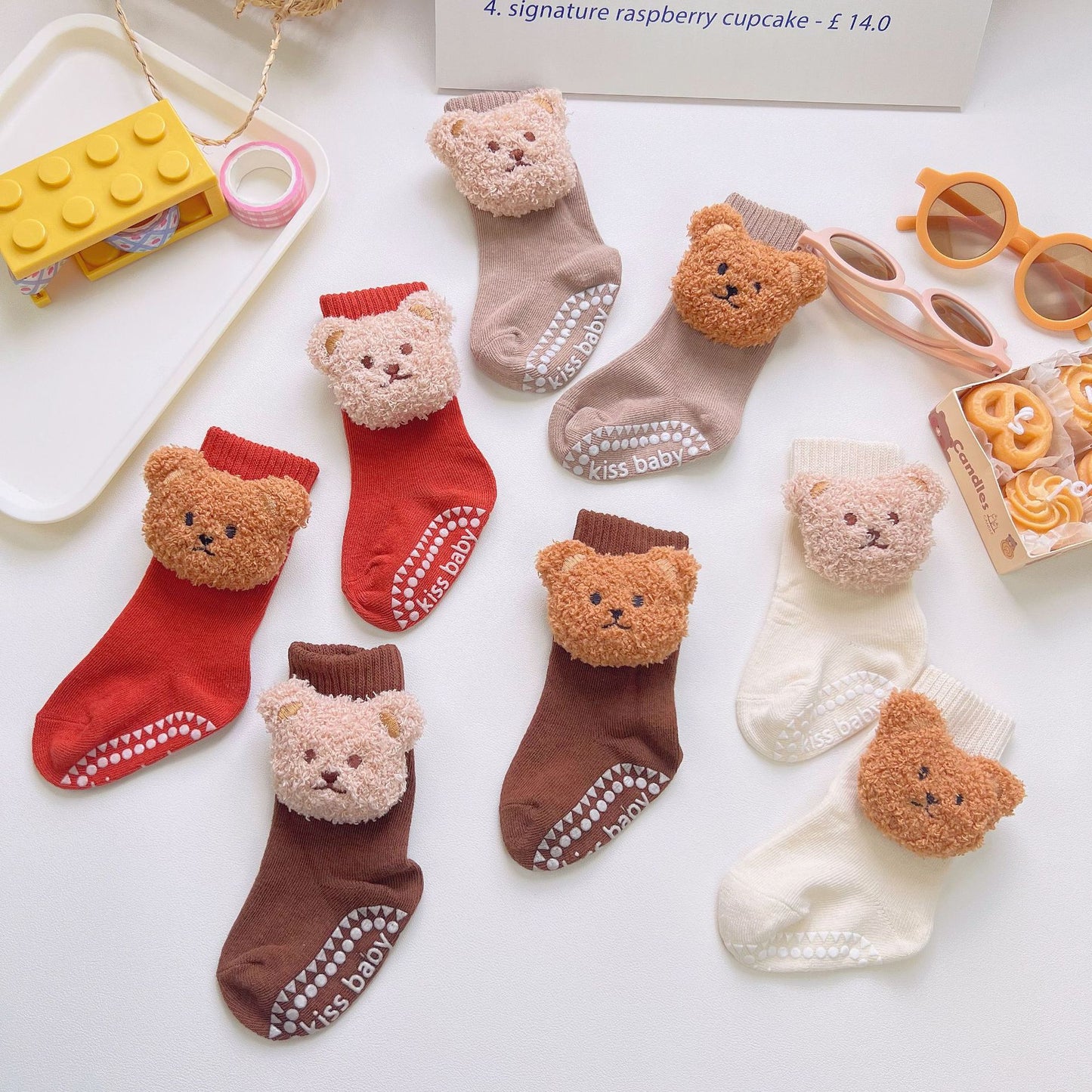 Cute Teddy Bear Baby Grip Socks