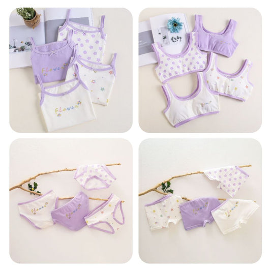 Girls Cotton Underwear 2–12Y – Purple Flower | Build Your Own Set
