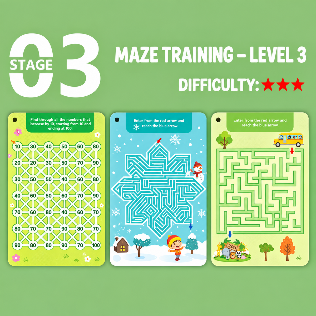 Wipe-Clean Maze Cards for Kids | 3+