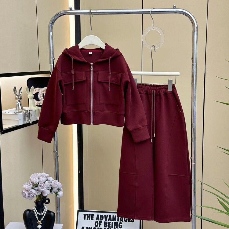 Outfit Set Of 2 Pcs Burgundy Color Size 9-10y