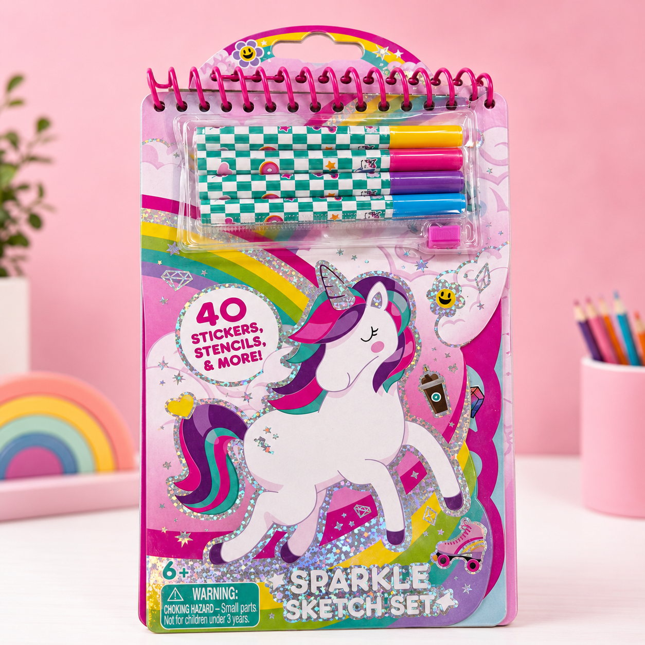 Sparkle Sketch Set Unicorn - 40 Stickers , Stencils And More | 6+