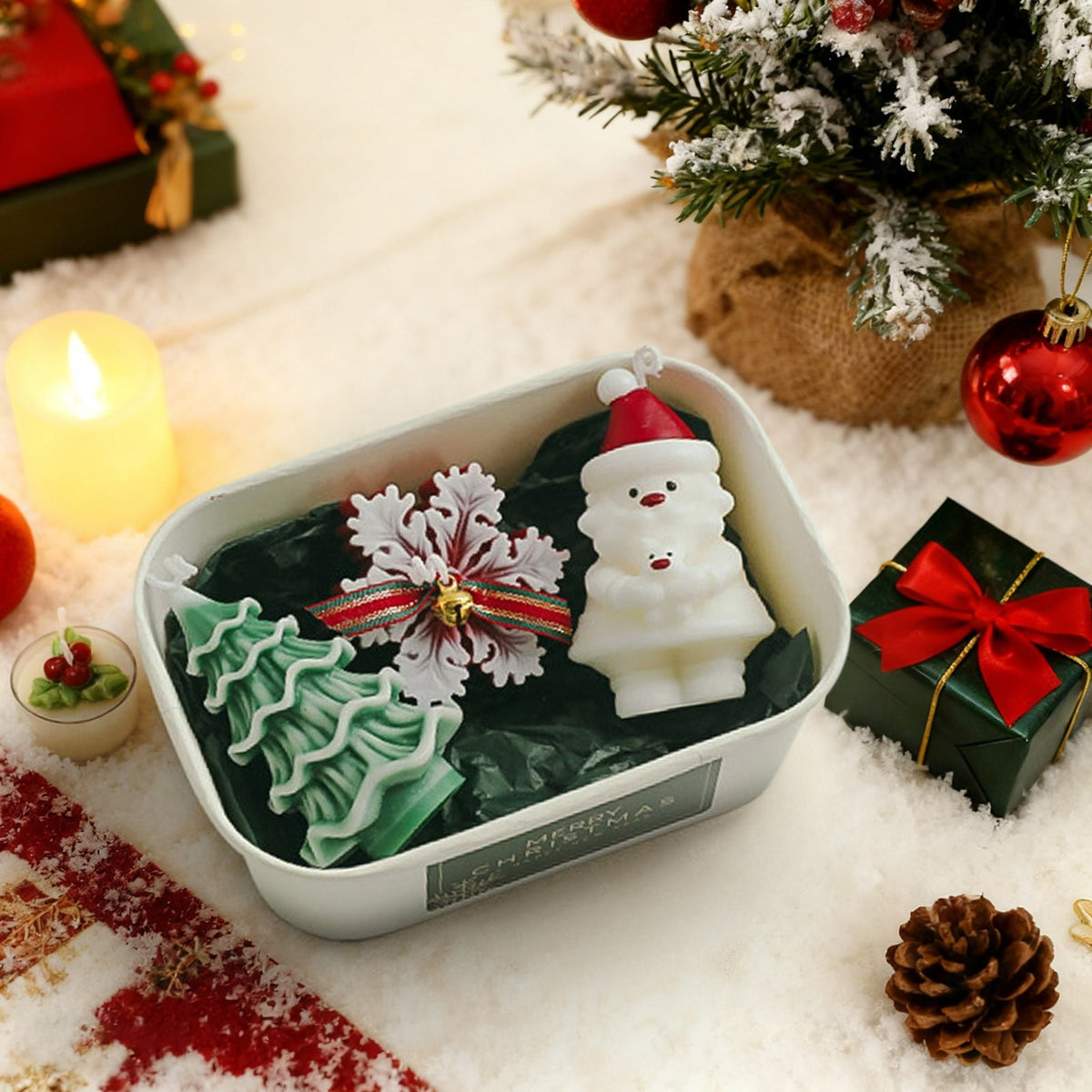 Christmas Scented Candle Gift Set | Red & Green