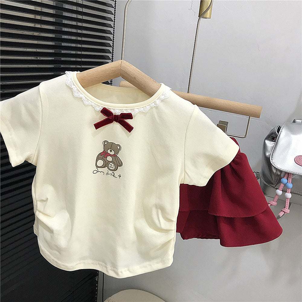 Girls Cotton White-Set – Soft Summer Outfit (6-7Y)