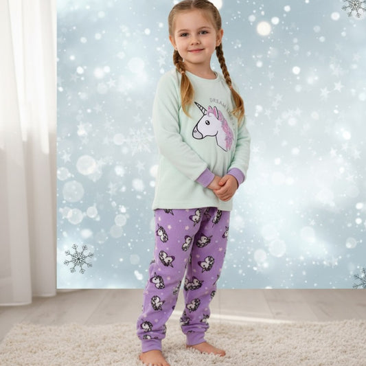 Warm Winter Pijama Unicorn Design For Girls Size 5-6y
