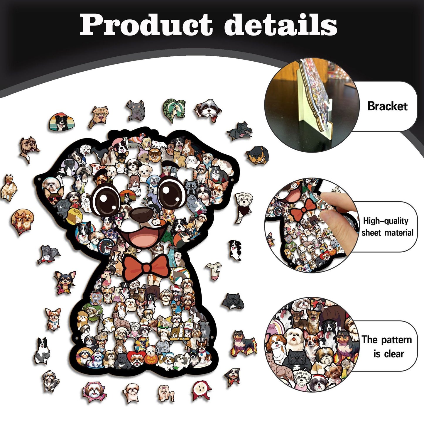 Wooden Dog Jigsaw Puzzle Figurine | 160 Pcs