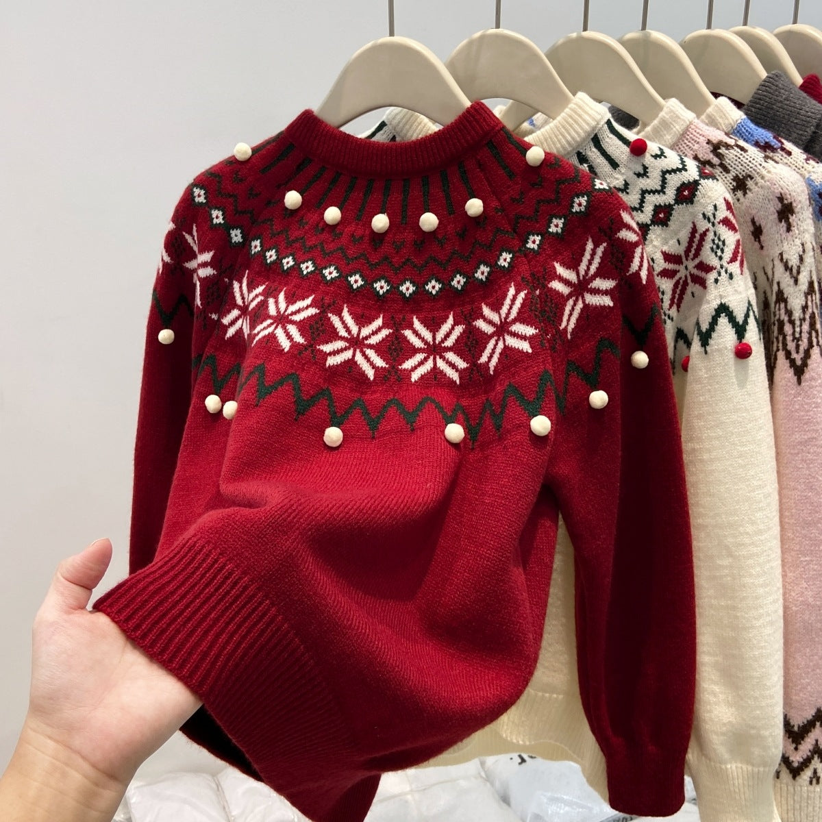 Nordic Christmas Pom-Pom Sweater / S–XL