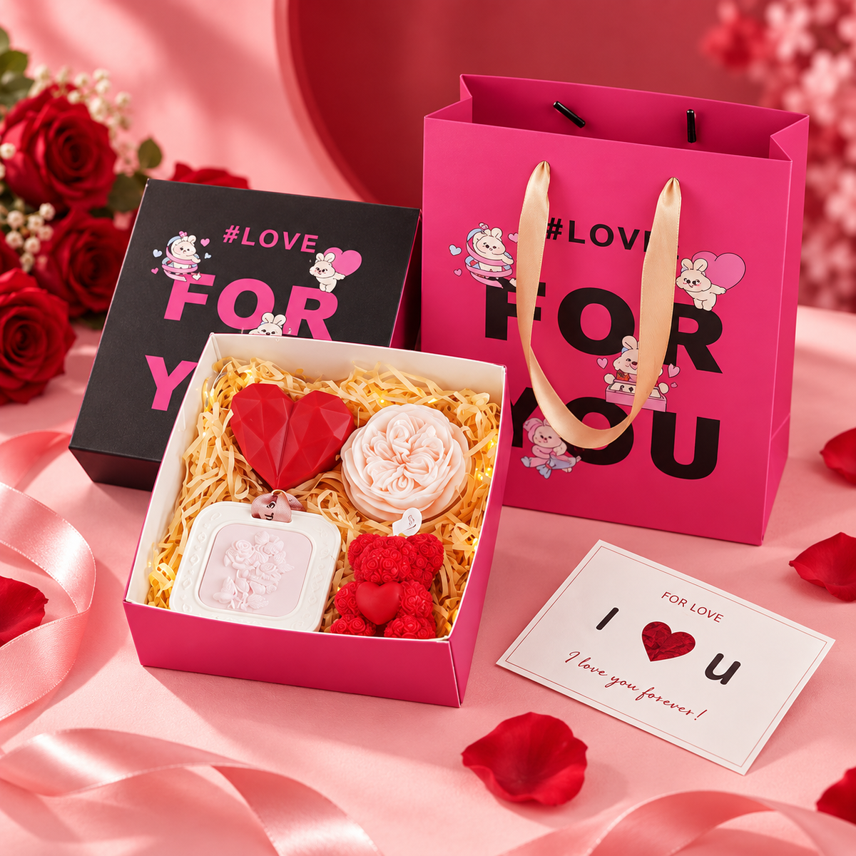 Romantic Rose & Heart Scented Gift Set | 4 Pieces