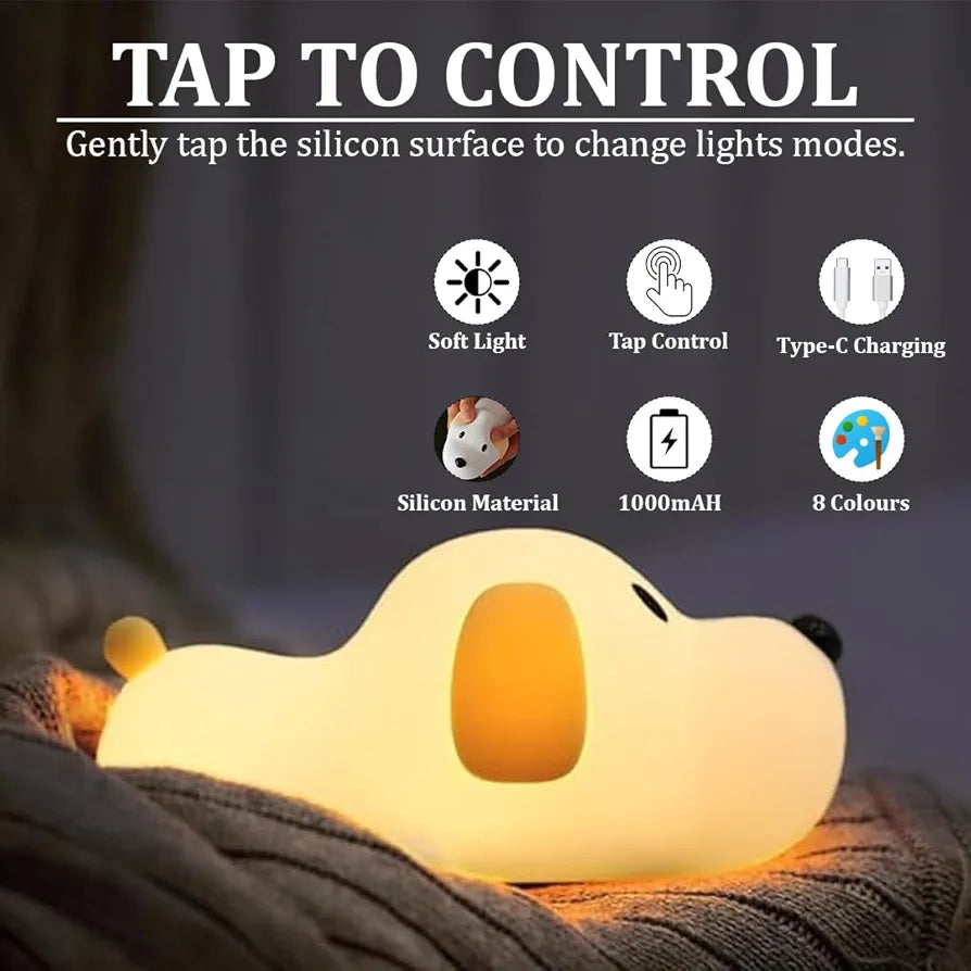 Dog Silicone Night Light | USB Rechargeable Color-Changing | 3+