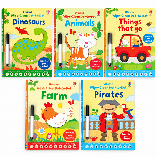 Usborne Wipe-Clean Dot-To-Dot Books | Soft Cover | 3+