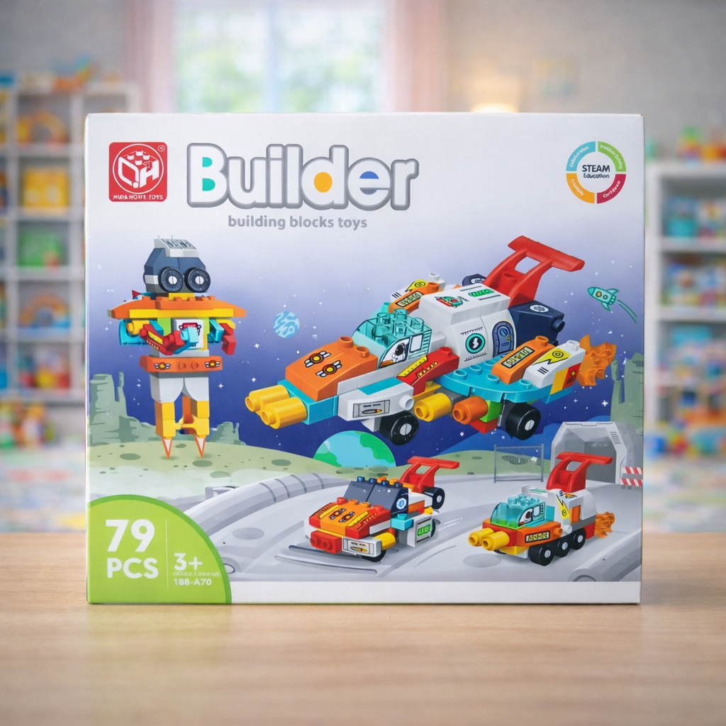 Builder Space Vehicle Building Blocks Set – 79 Pieces