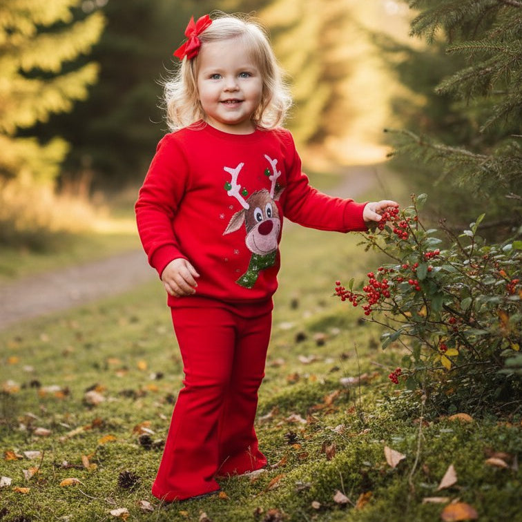 Christmas Warm Outfit Deer Design Size 3-10y