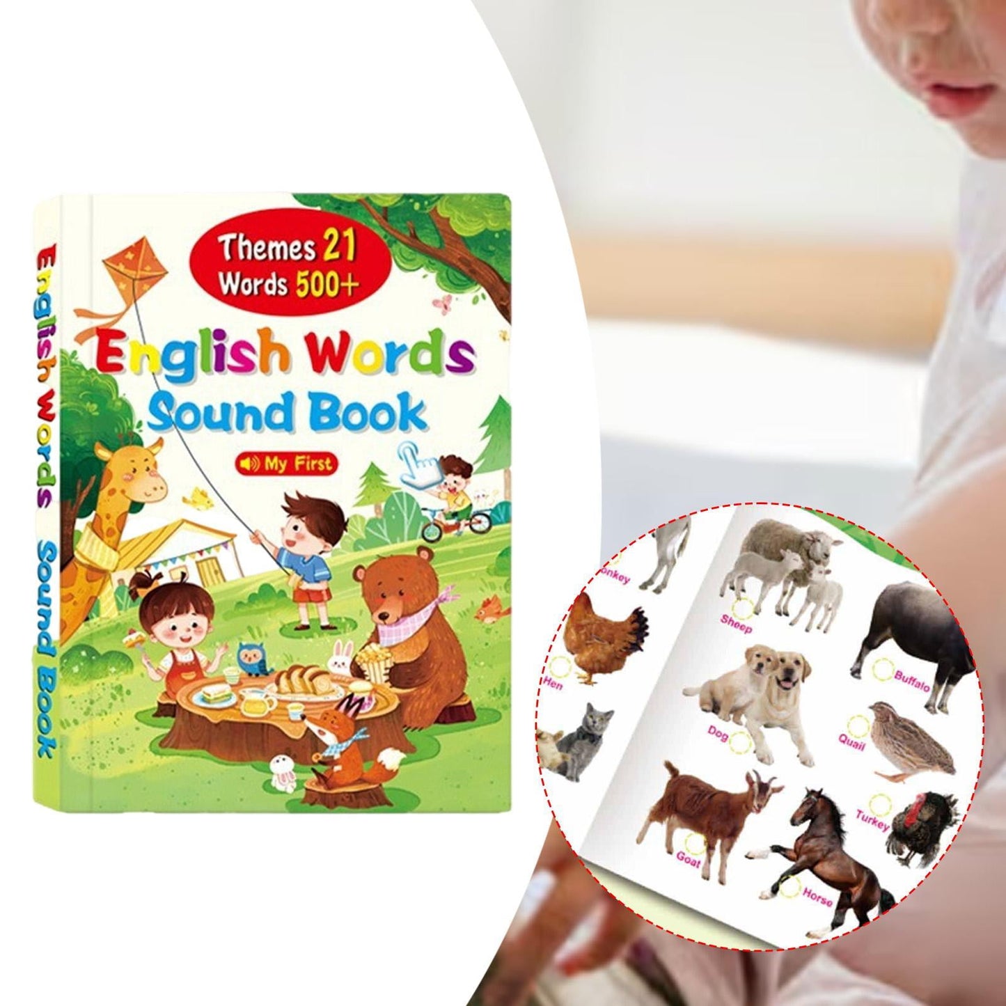 English Words Sound Book Interactive | Rechargeable | Hard Cover | 2+