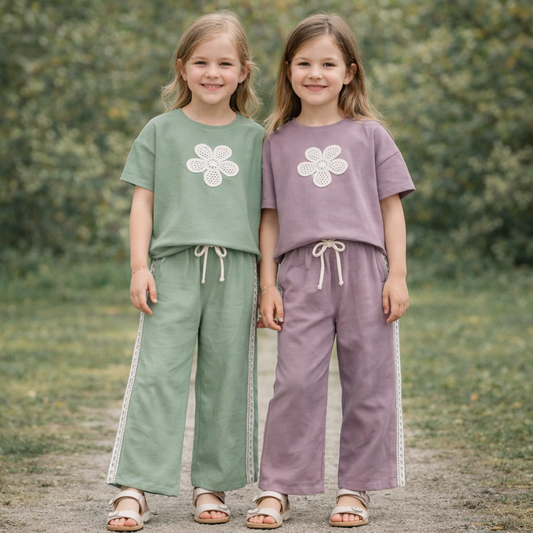 Girls Cotton Flower Design – Soft Summer Outfit (4–10Y)