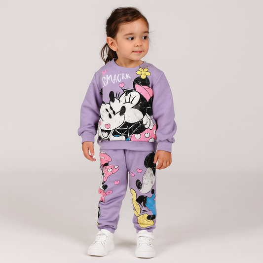 Warm Outfit With Fleece Minnie &Mickey Mouse Design Size 3-4y