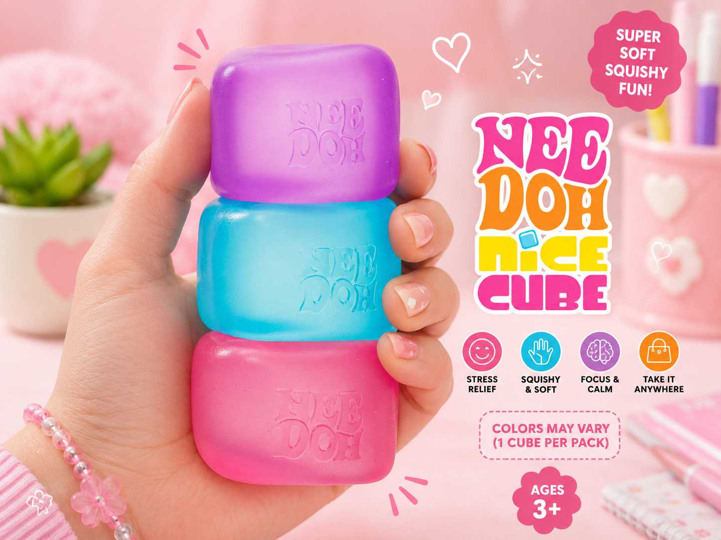 NeeDoh Nice Cube Squishy Sensory Toy | Stress Relief Fidget Cube | 3+