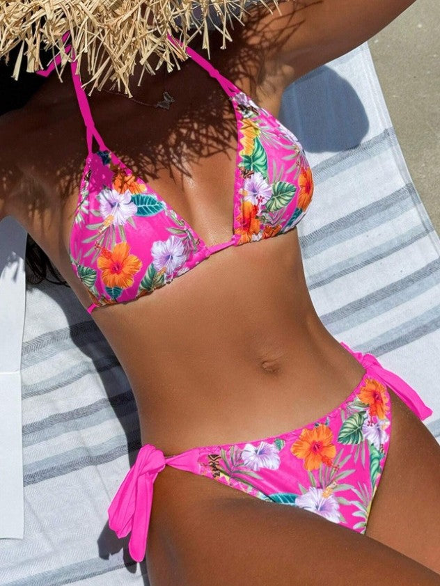 Hot Pink Floral Swimsuit- 2pcs | Size S-L