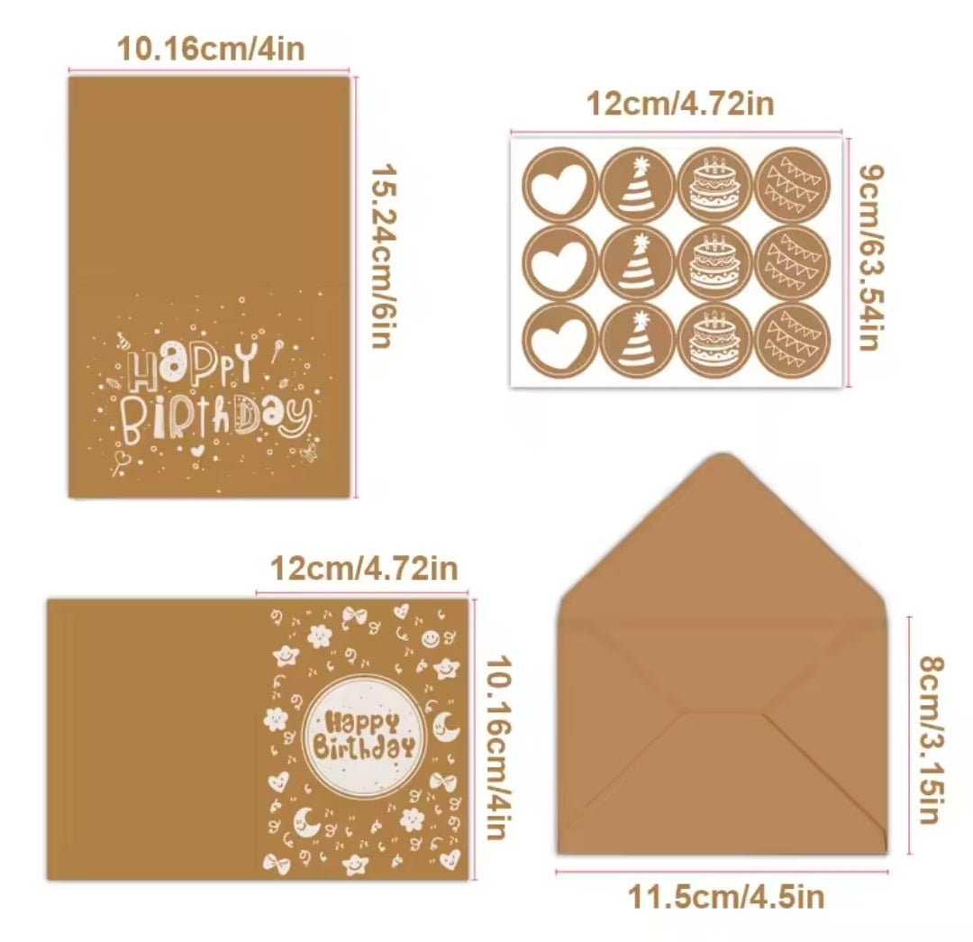 Birthday Card Craft Paper With Enveloppe 8pcs