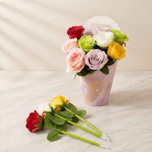 Artificial Rose Flower Pen – Assorted Colors