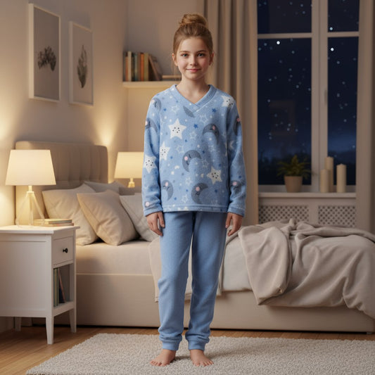 Pyjama Warm Moon&Stars Design Size 6-16y