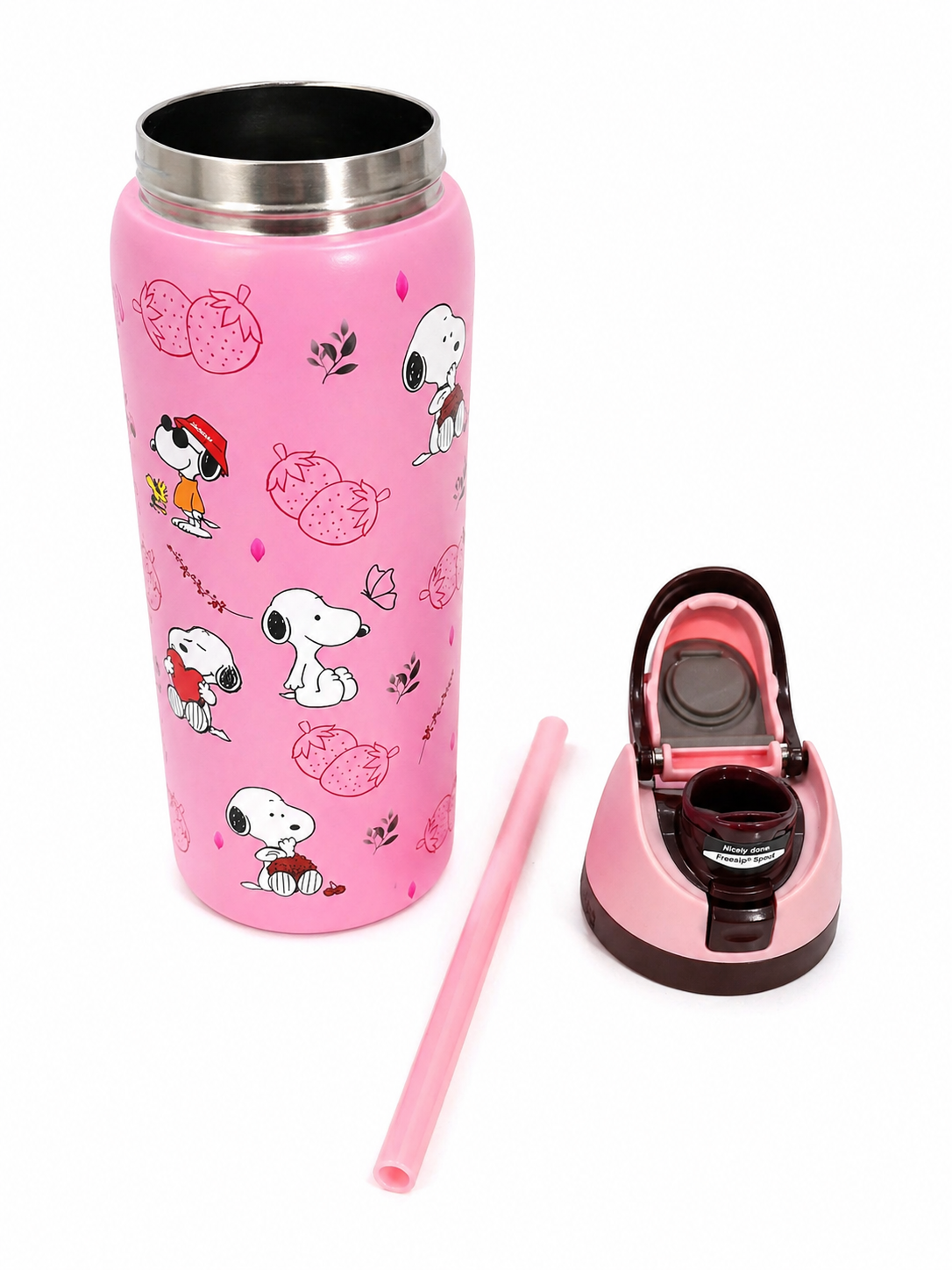 Owala Bottle Stainless Steel FreeSip Leak-proof | Pink Strawberry Snoopy | 950ml