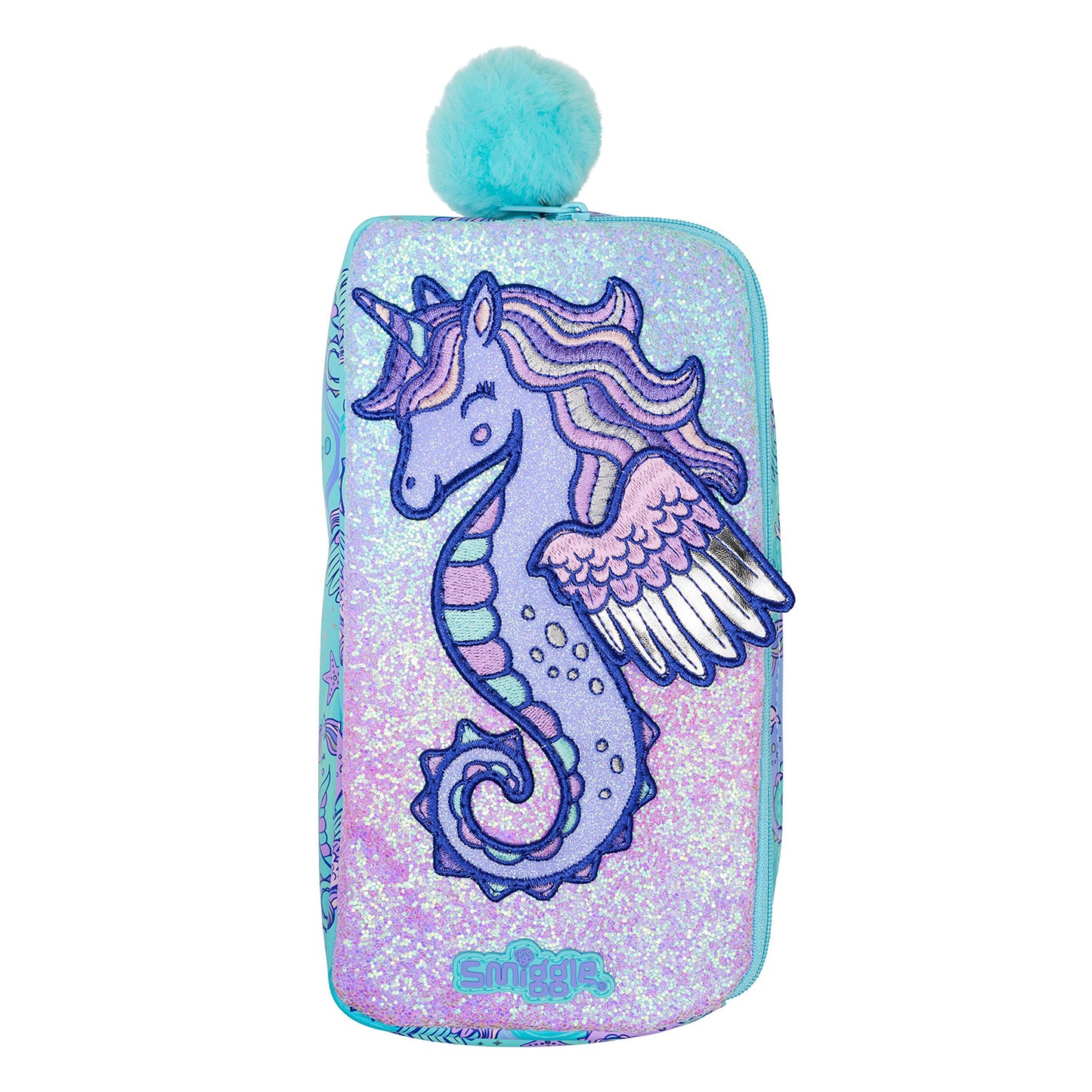 Smiggle Sea Horse Design Set Of 3pcs Bottle Lunch Bag Backpack 42cm