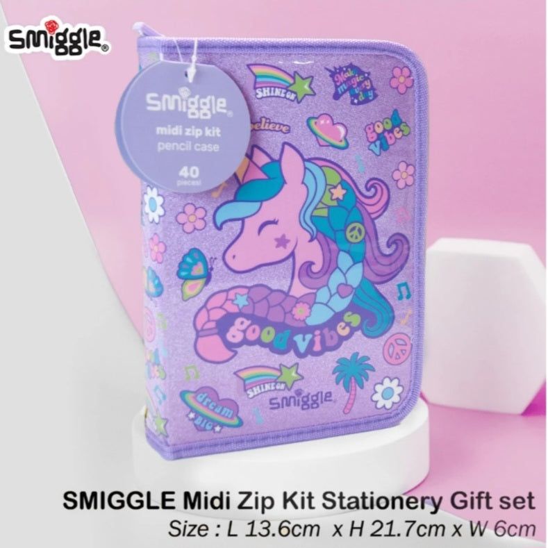 Smiggle Unicorn Pencil Case with pencils
