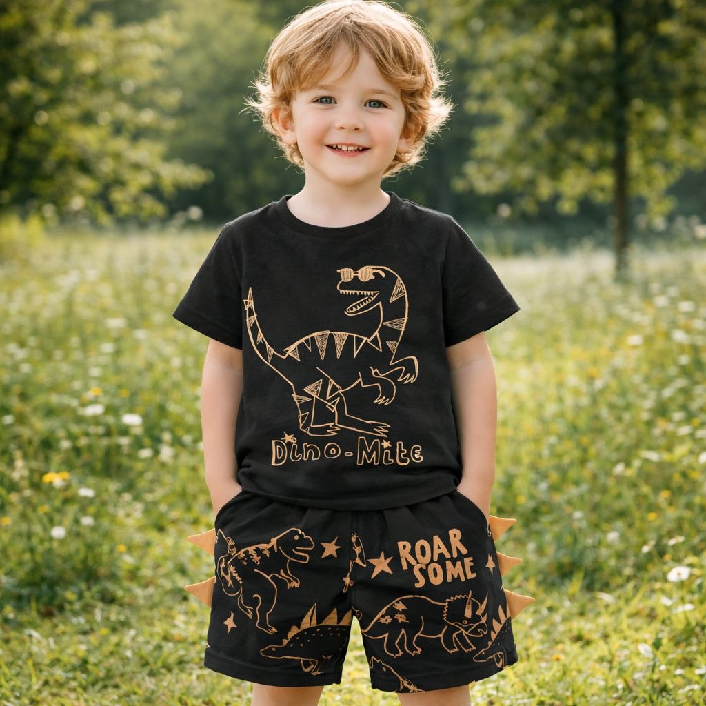 Boys Cotton Dinosaur – Soft Summer Outfit (6–7Y)
