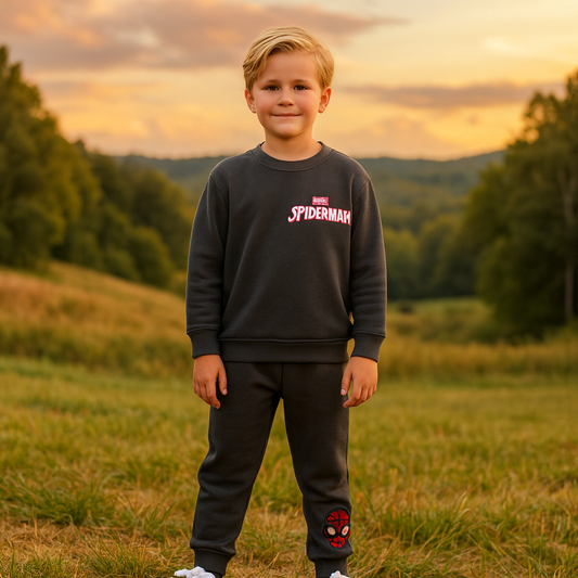 Grey Spiderman Outfit Cotton 100% 2-8y