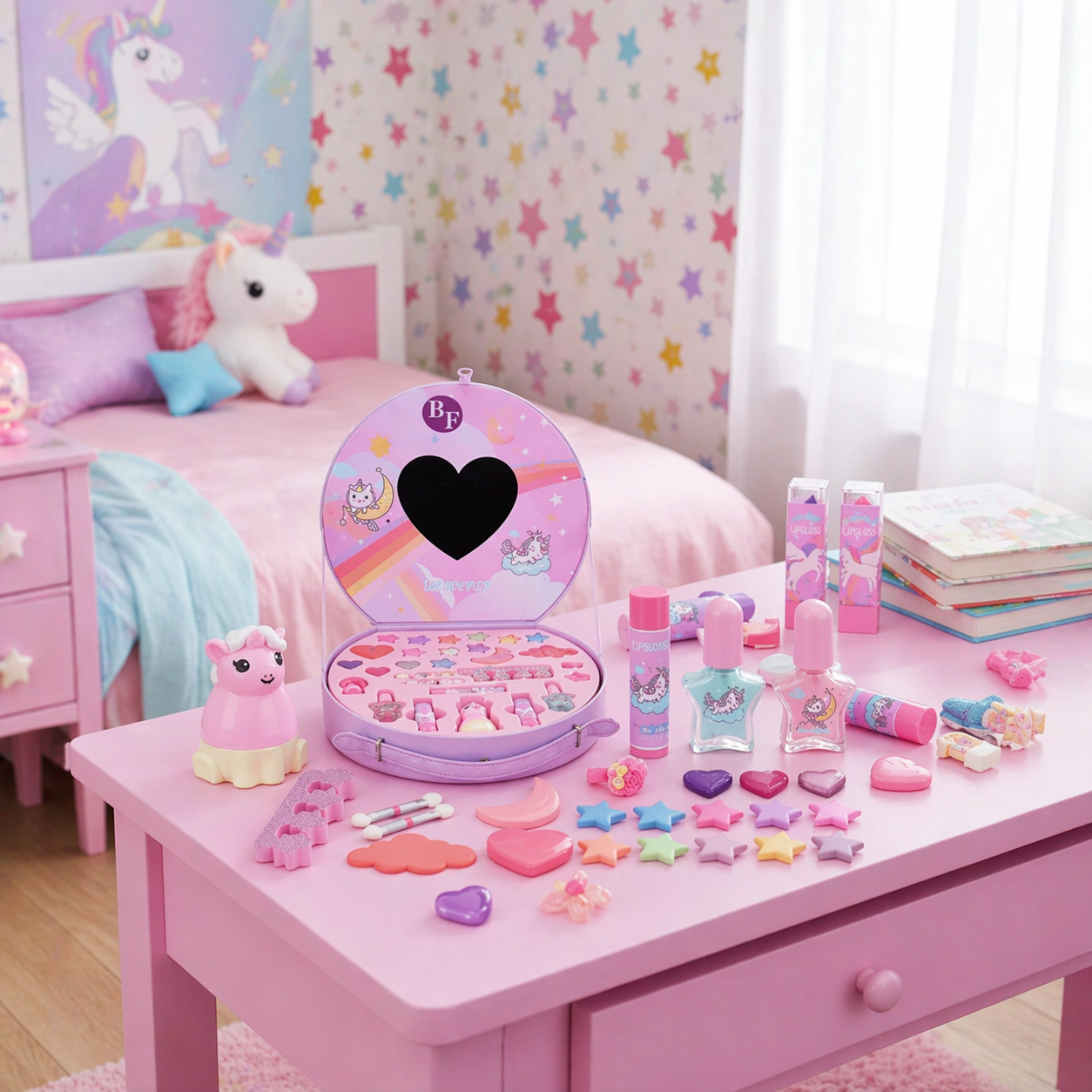 Childlike Fun Unicorn Cosmetics Play Set for Kids with bag