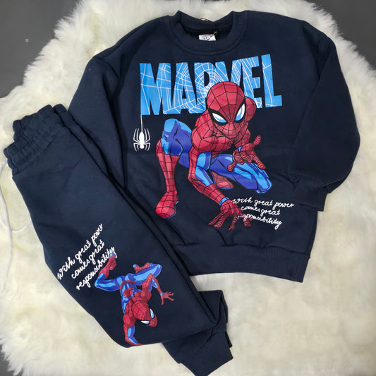 Warm Fleece Outfit Spiderman Design 3-10y