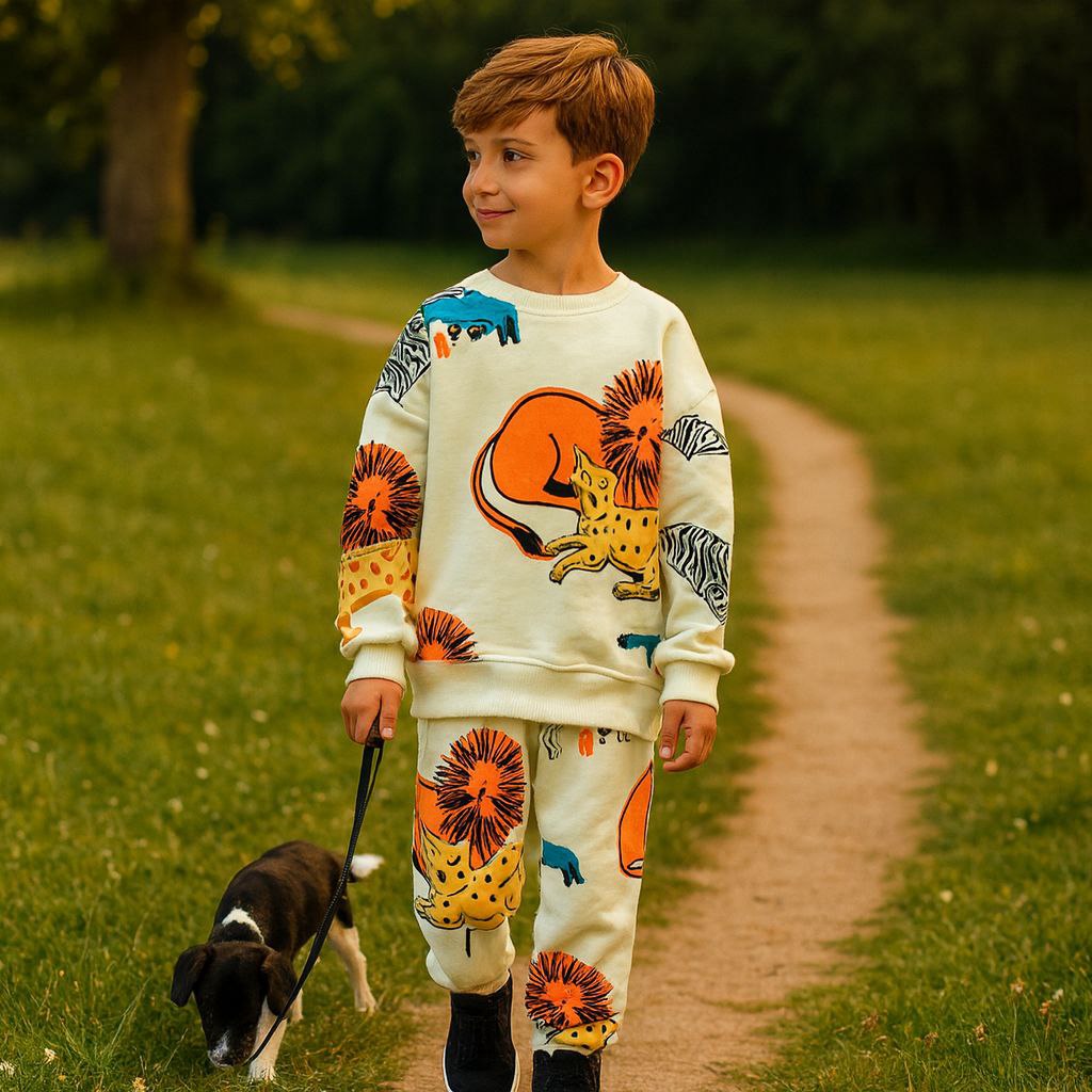 Outfit Cotton Animals Design Size 2-8y