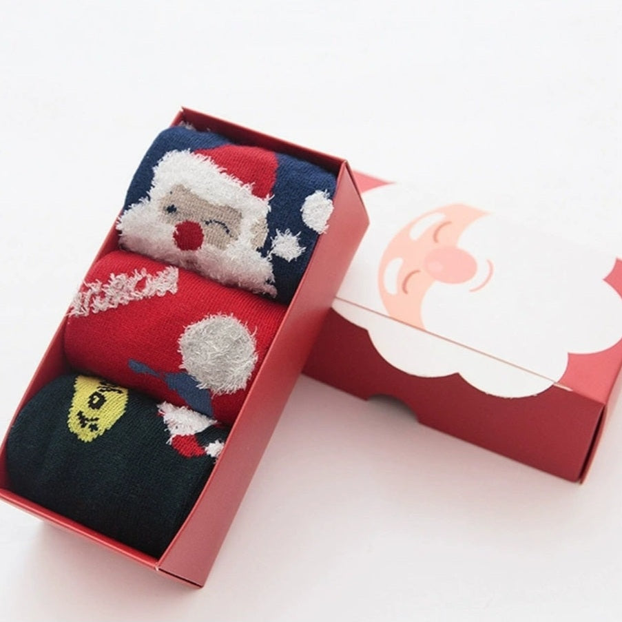 Christmas Socks With Gift Box 3pcs 3-10y