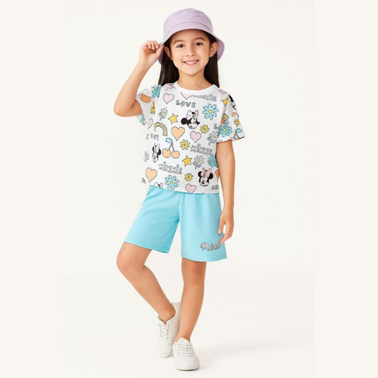 .Set For Girls Minnie Mouse Design Cotton 100% Size 2-8y