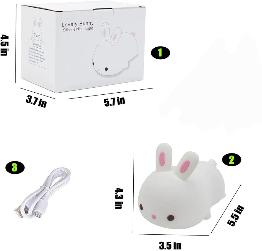 Lovely Bunny Silicone Night Light - Usb Rechargeable | 3+