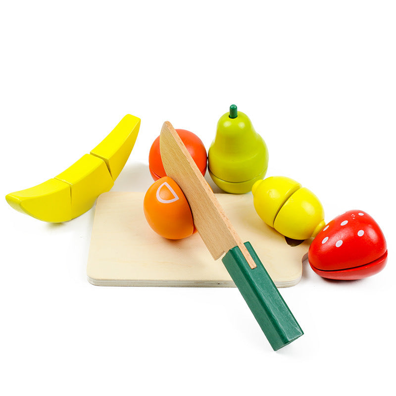 Wooden Fruit & Vegetable Cutting Play Set with Storage Bucket | 2+