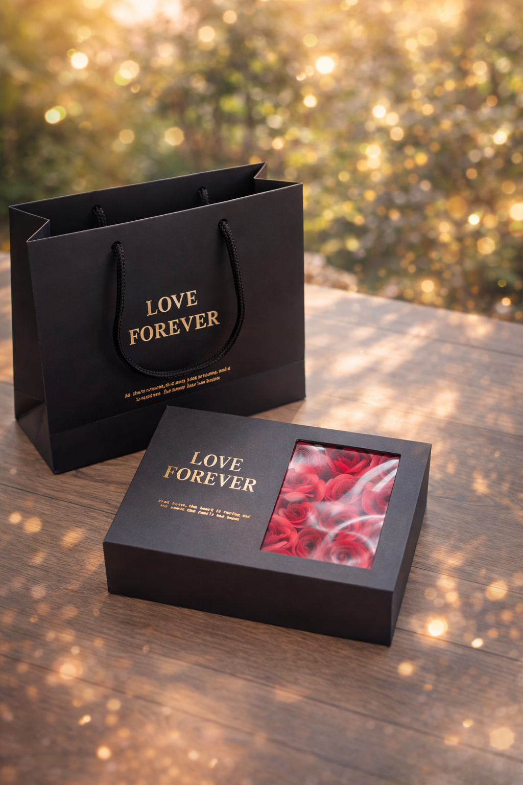 Valentine’s Day Gift – Stainless Necklace with Preserved Red Roses | Luxury Gift Box +Bag