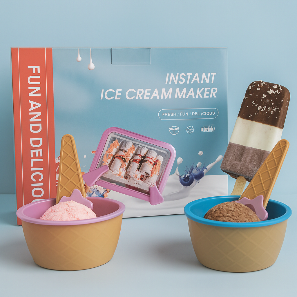 Home made Ice Cream Tray Ice Cream Maker + GIFT 2 Ice Cream Cup With 2 Spoon