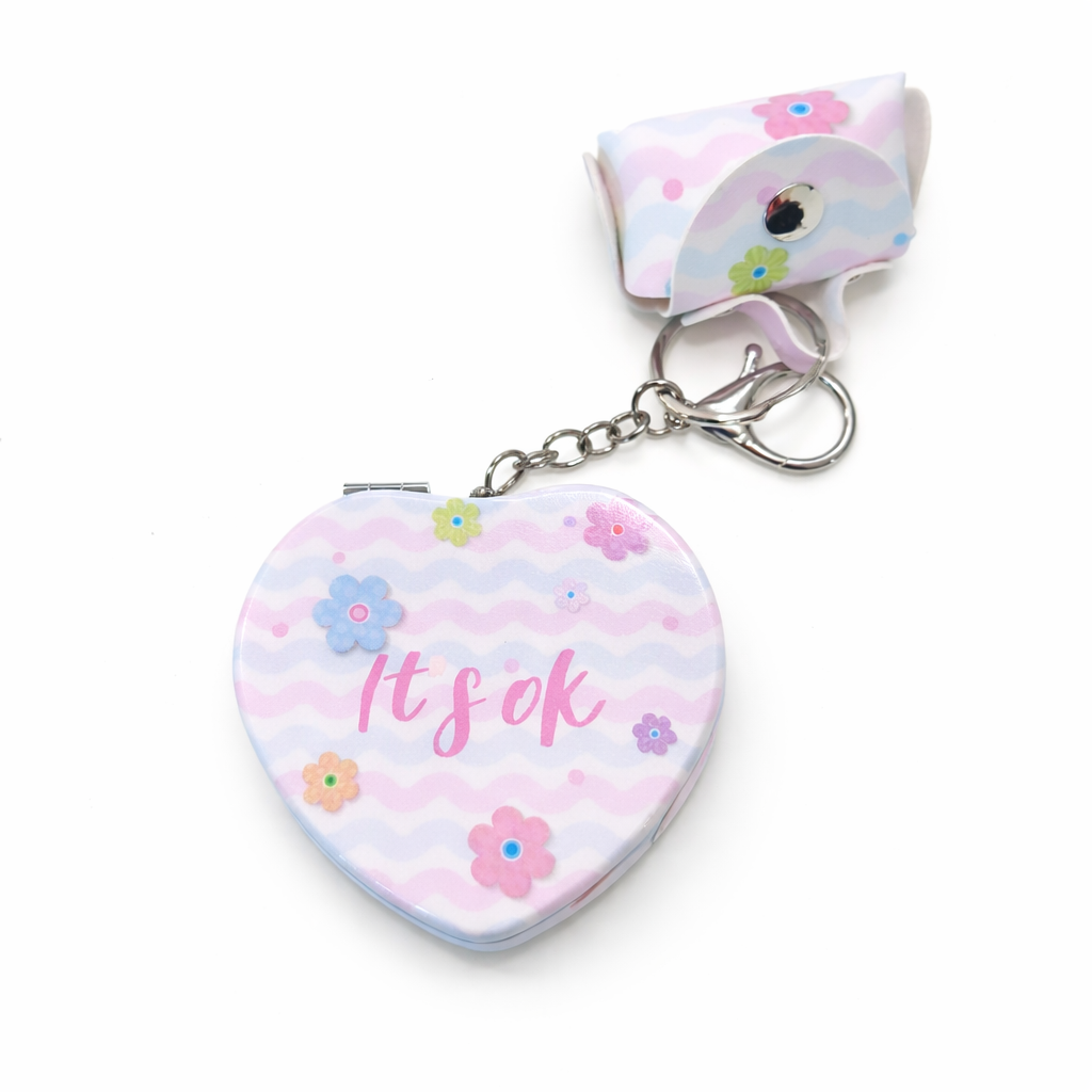 Mirrors Pocket keychain with small bag | Flowers |